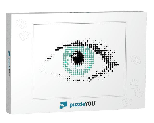 The Human Eye, a Drawing in a Modern Halftone Style. Flat... Jigsaw Puzzle
