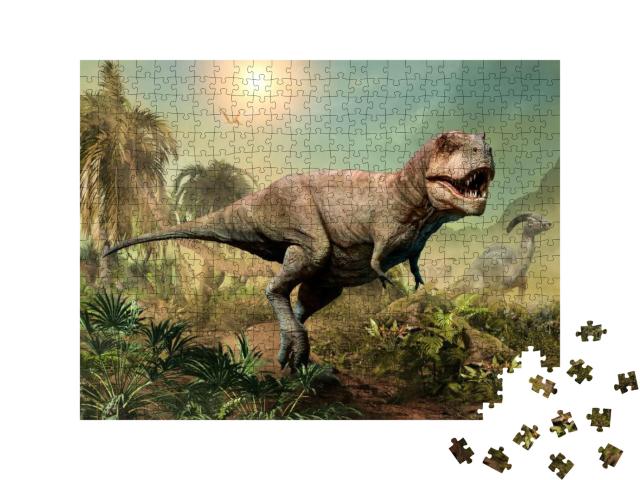 Tyrannosaurus Rex Scene 3D Illustration... Jigsaw Puzzle with 500 pieces