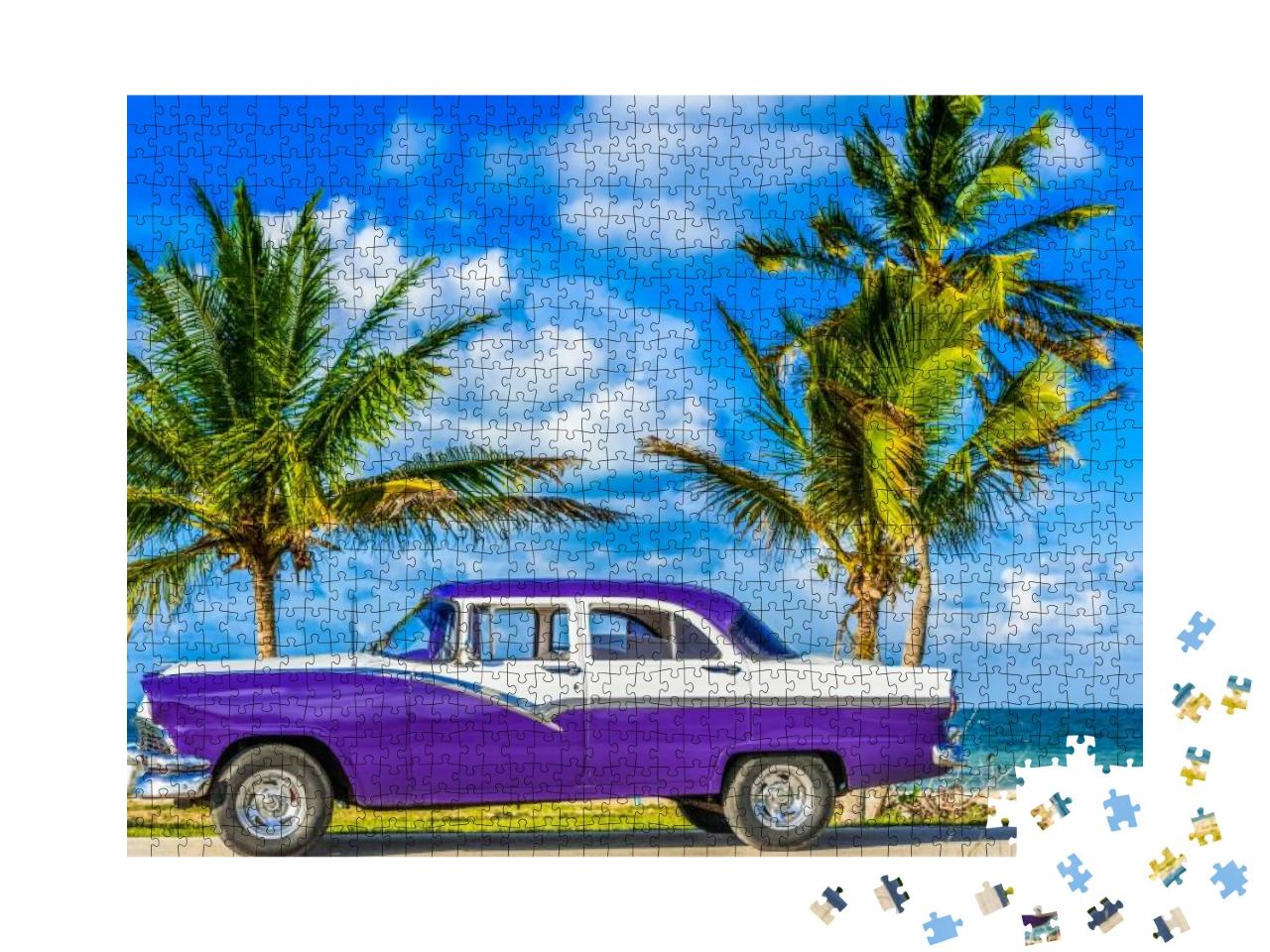 Havana, Cuba - June 30, 2017 Hdr - American Blue Classic... Jigsaw Puzzle with 1000 pieces
