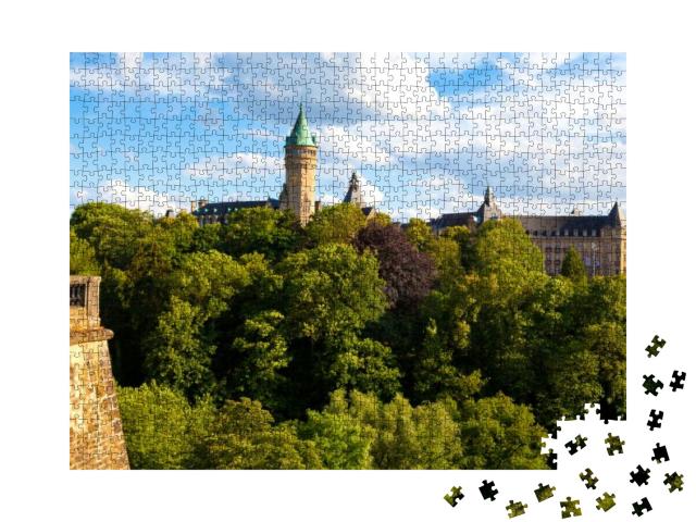 Luxembourg City Panorama from Pont Adolphe Bridge... Jigsaw Puzzle with 1000 pieces