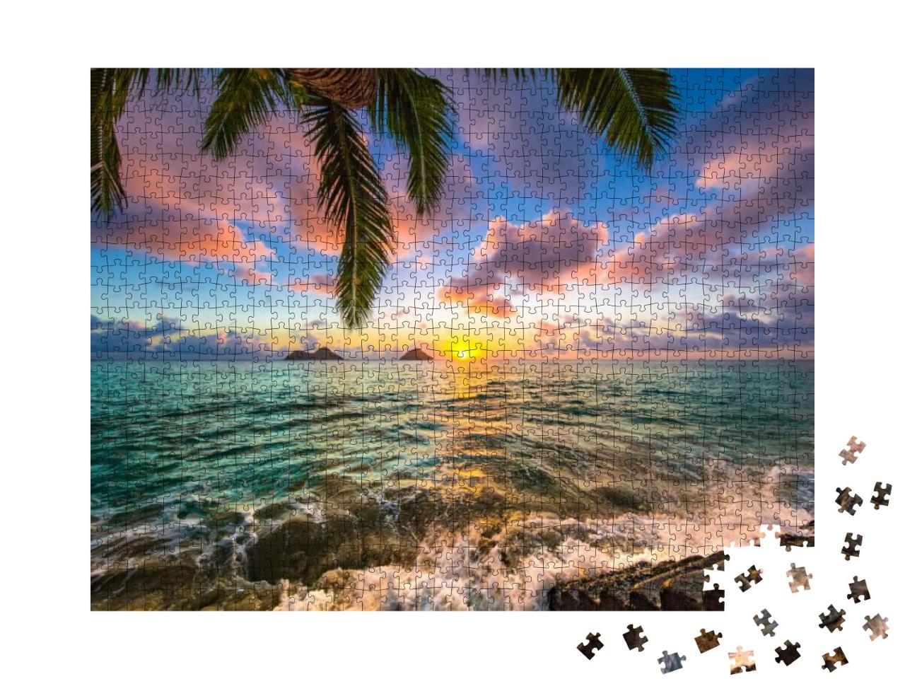 Beautiful Lanikai, Kailua Sunrise in Hawaii... Jigsaw Puzzle with 1000 pieces