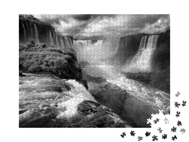 Landscape of Big Beautiful Waterfalls with Rainbow, Catar... Jigsaw Puzzle with 1000 pieces