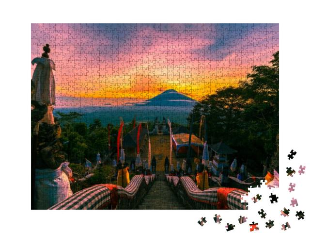 Temple of Lempuyang Luhur with View to the Agung Volcano... Jigsaw Puzzle with 1000 pieces