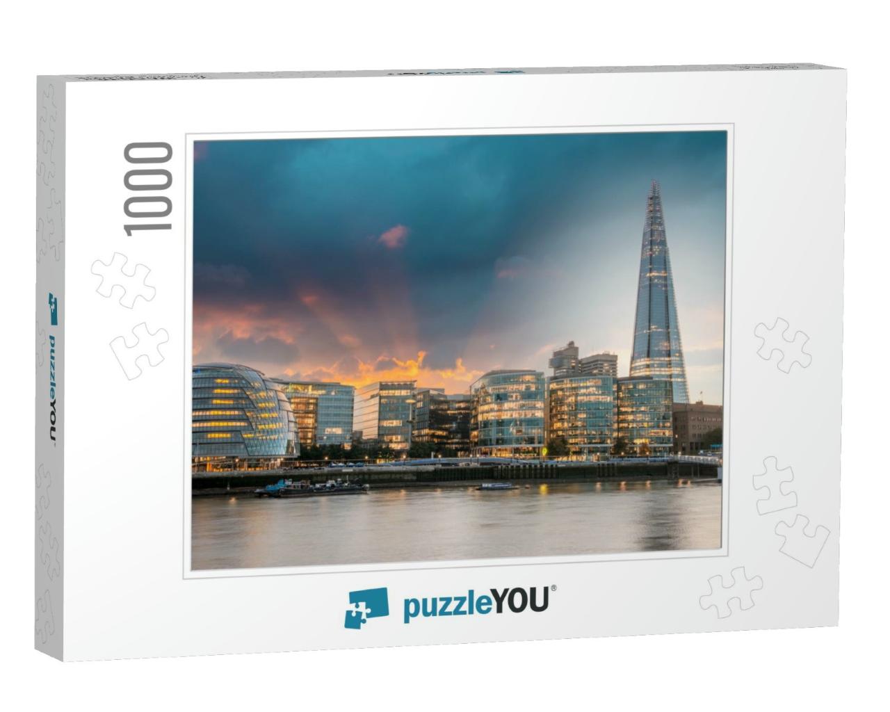 New London City Hall At Sunset, Panoramic View from River... Jigsaw Puzzle with 1000 pieces