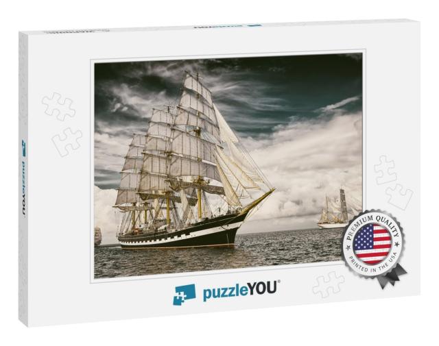 Sailing Ships. Toned Image & Blur. Retro Style Postcard... Jigsaw Puzzle