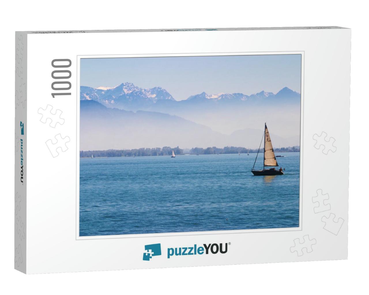 Boats on the Lake of Constance with the Alps in the Back... Jigsaw Puzzle with 1000 pieces