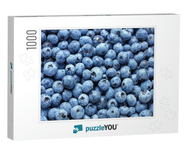 Top View of Fresh Wet Blueberry Fruits as Textured Backgr... Jigsaw Puzzle with 1000 pieces
