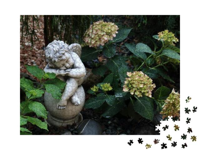 Plaster Sculpture of an Angel in the Garden... Jigsaw Puzzle with 1000 pieces