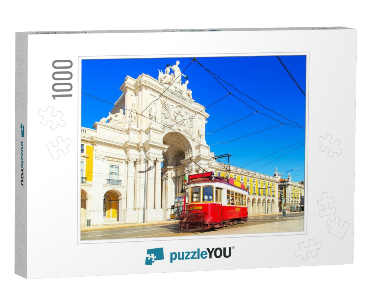 Traditional Red Tram on a Street Near Praca De Comercio i... Jigsaw Puzzle with 1000 pieces