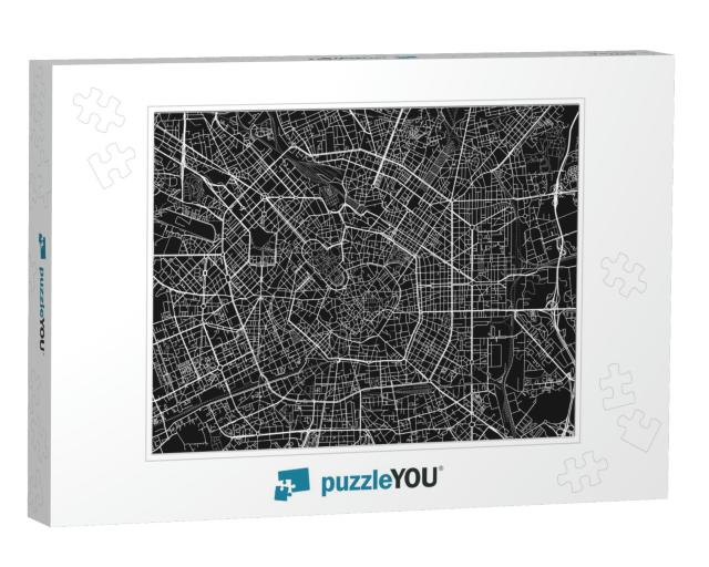 Black & White Vector City Map of Milan with Well Organize... Jigsaw Puzzle