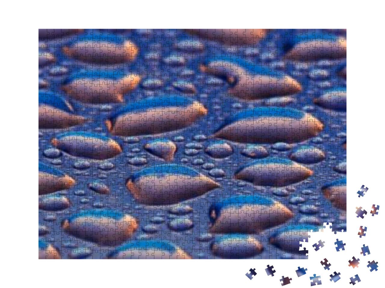 Dark Blue Background, Crystal Clear Drops Raindrops. Abst... Jigsaw Puzzle with 1000 pieces