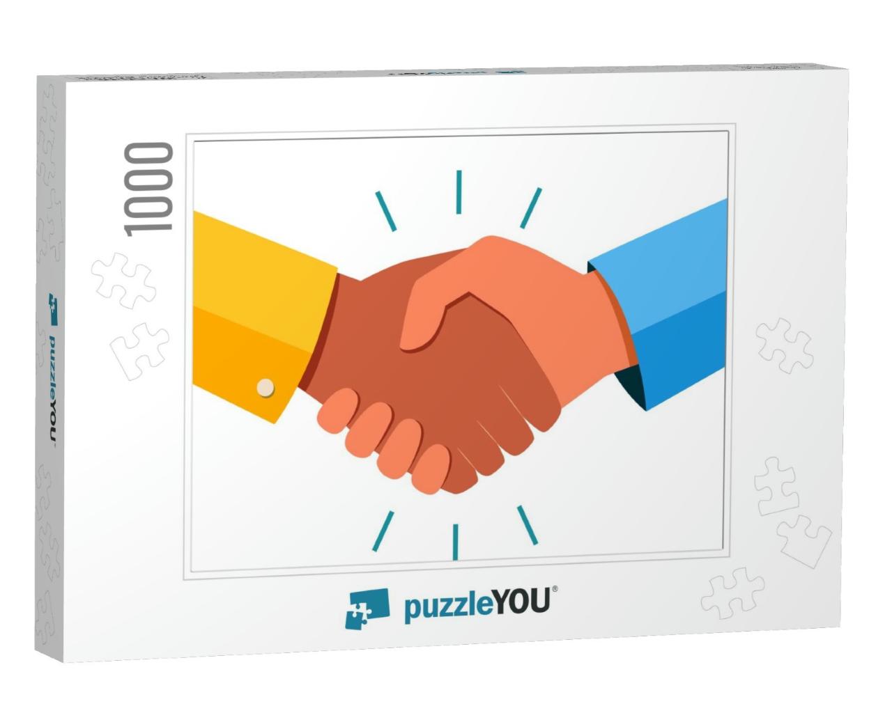Shaking Hands Business Vector Illustration with Abstract... Jigsaw Puzzle with 1000 pieces