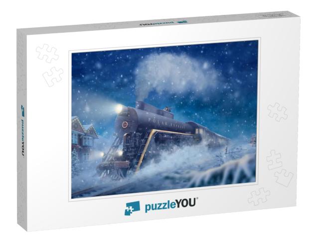 The Polar Express Old Fairy Train, a Snowy Landscape, Lit... Jigsaw Puzzle