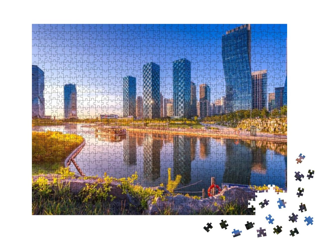 Seoul City with Beautiful After Sunset, Central Park in S... Jigsaw Puzzle with 1000 pieces