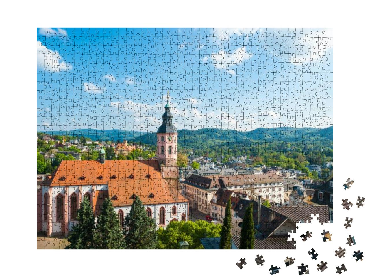 View of the City with Collegiate Church, Baden-Baden, Bla... Jigsaw Puzzle with 1000 pieces