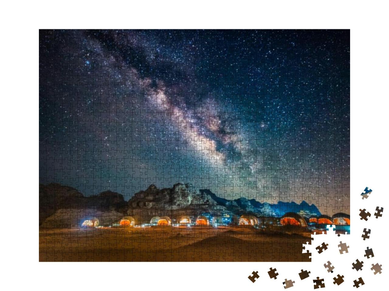 Milky Way Above Red Wadi Rum Desert in Jordan... Jigsaw Puzzle with 1000 pieces