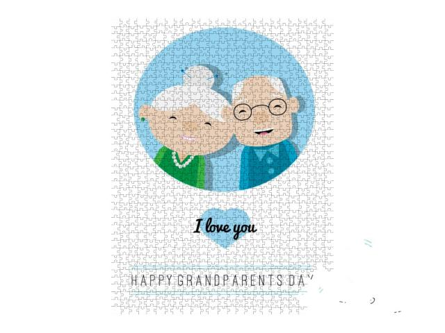 Grandparents Day Card. Cartoon Style. Flat Design... Jigsaw Puzzle with 1000 pieces