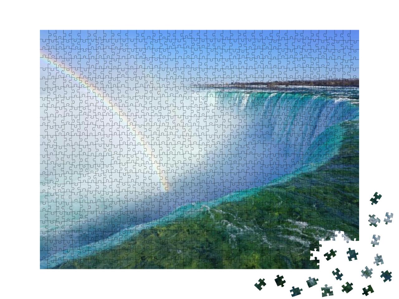 Rainbow Over the Horseshoe Falls Over Frozen Ice & Snow o... Jigsaw Puzzle with 1000 pieces