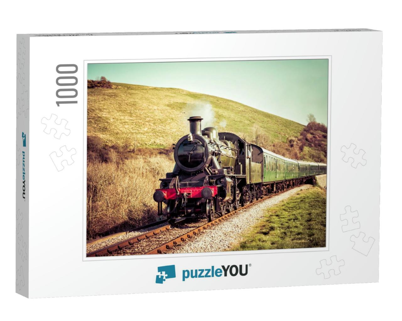 Steam Train Locomotive Traveling in the Countryside... Jigsaw Puzzle with 1000 pieces