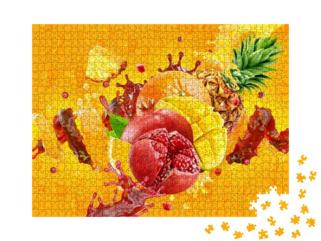 Healthy Mango, Pomegranate, Pineapple, Orange Fruit Juice... Jigsaw Puzzle with 1000 pieces