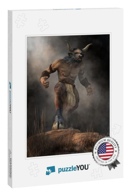 The Minotaur, Half Man Half Bull, Stands on a Rock in an... Jigsaw Puzzle