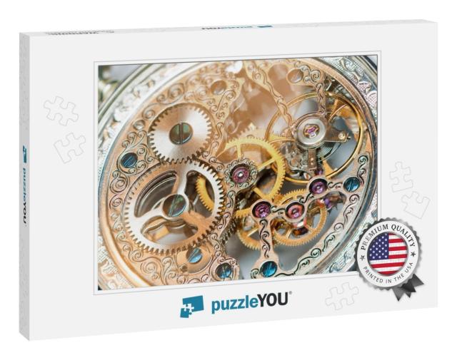 Close View of a Vintage Beautiful Watch Mechanism... Jigsaw Puzzle