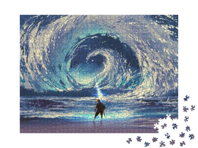 Man with Magic Spear Makes a Swirling Sea in the Sky, Dig... Jigsaw Puzzle with 1000 pieces