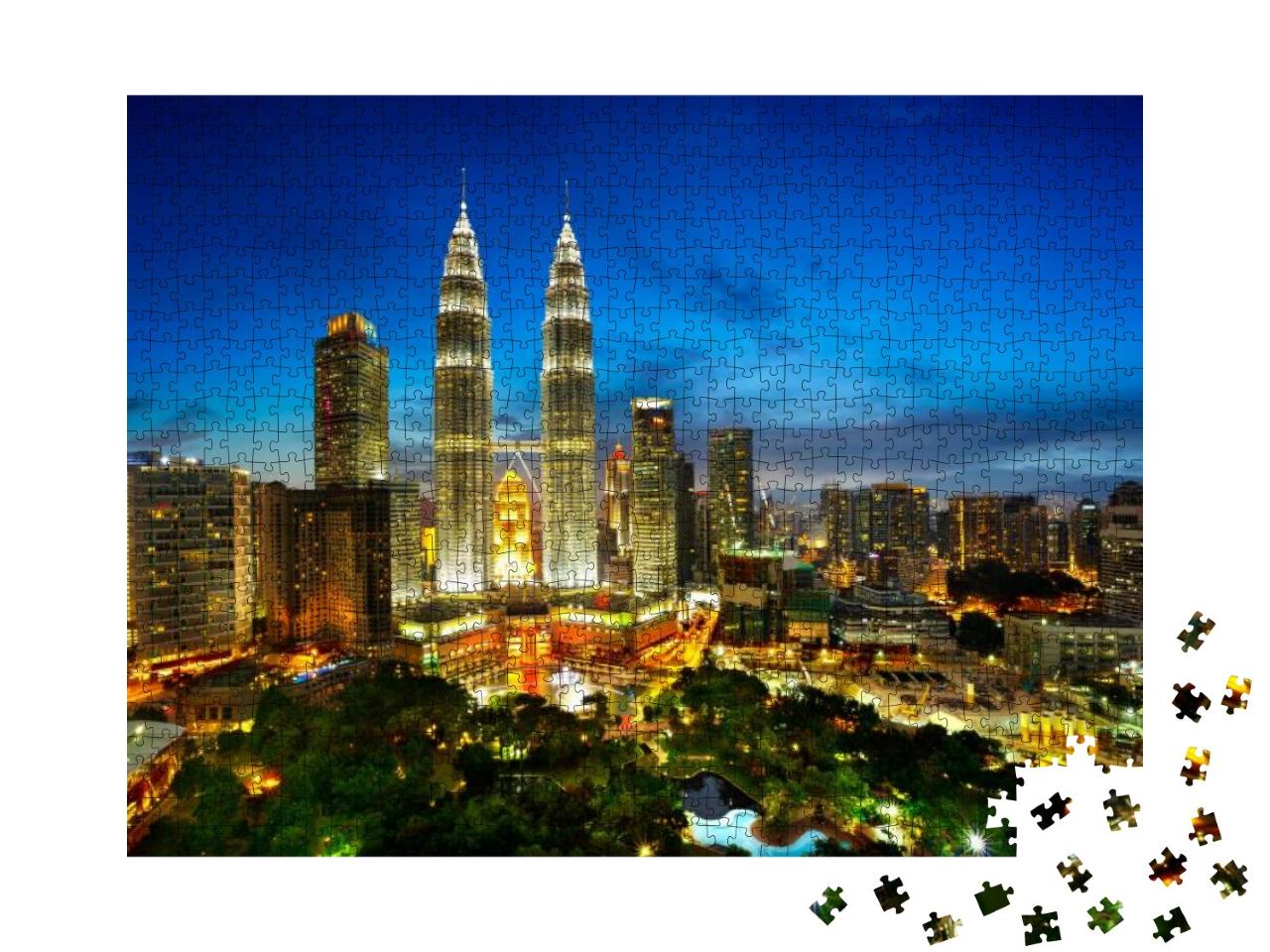 Top View of Kuala Lumper Skyline At Twilight, Malaysia... Jigsaw Puzzle with 1000 pieces