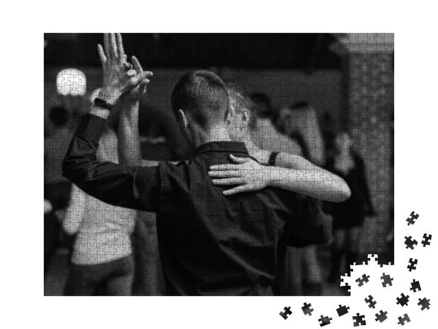 Black & White Couple Dance Bachata Salsa Dance with Beaut... Jigsaw Puzzle with 1000 pieces