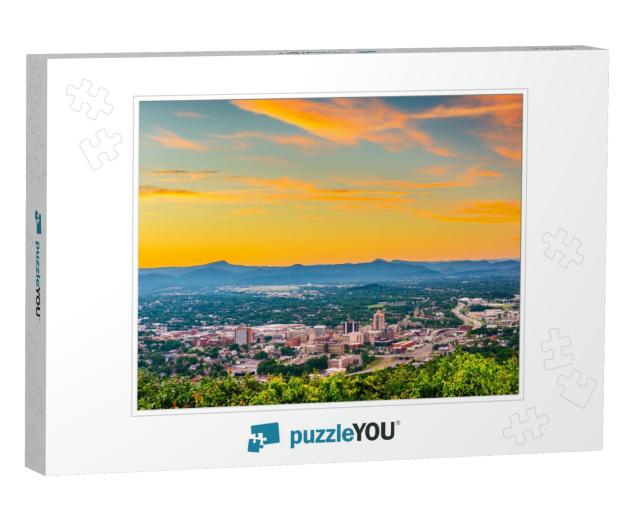 Roanoke, Virginia, USA Downtown Skyline from Above At Dusk... Jigsaw Puzzle