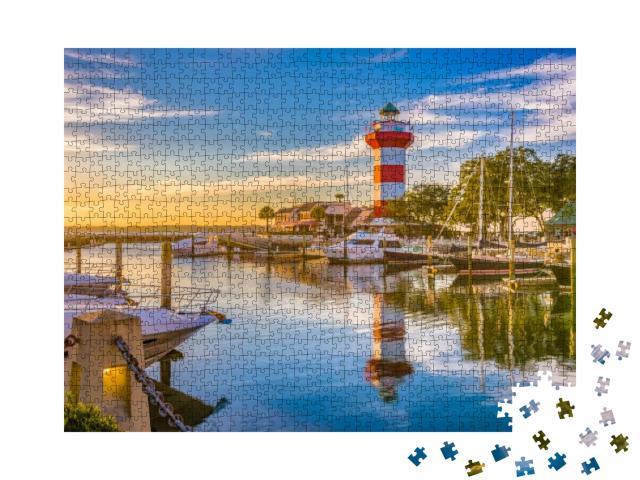 Hilton Head, South Carolina, Lighthouse At Dusk... Jigsaw Puzzle with 1000 pieces