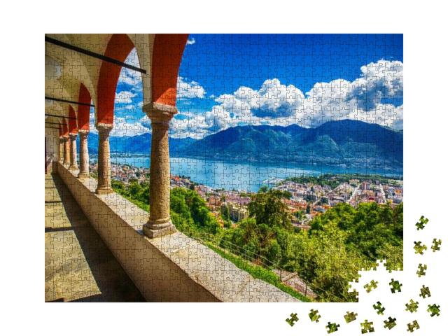 Beautiful View to Locarno City, Lake Maggiore Lago Maggio... Jigsaw Puzzle with 1000 pieces