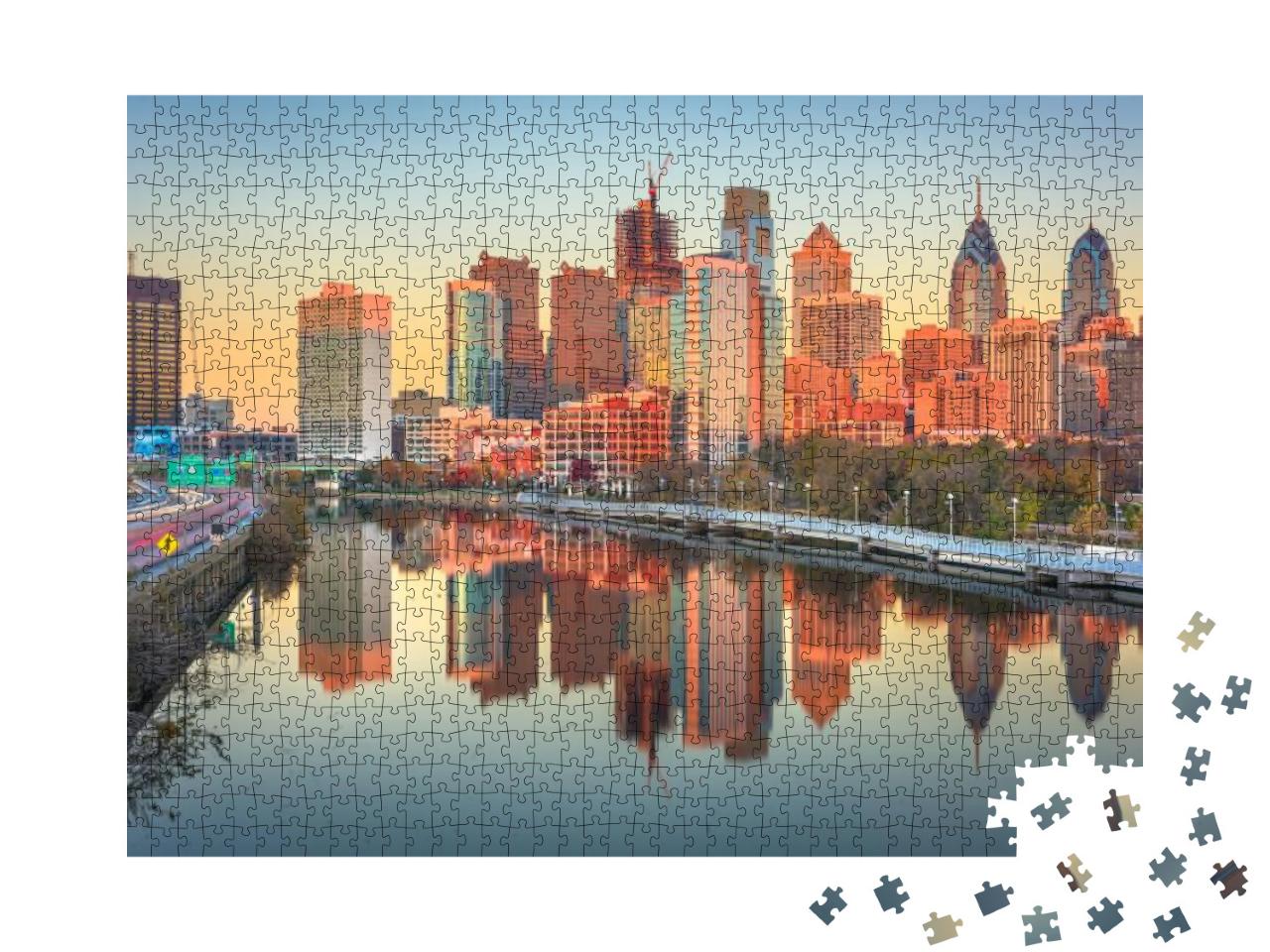 Philadelphia, Pennsylvania, USA Downtown Skyline At Dusk o... Jigsaw Puzzle with 1000 pieces