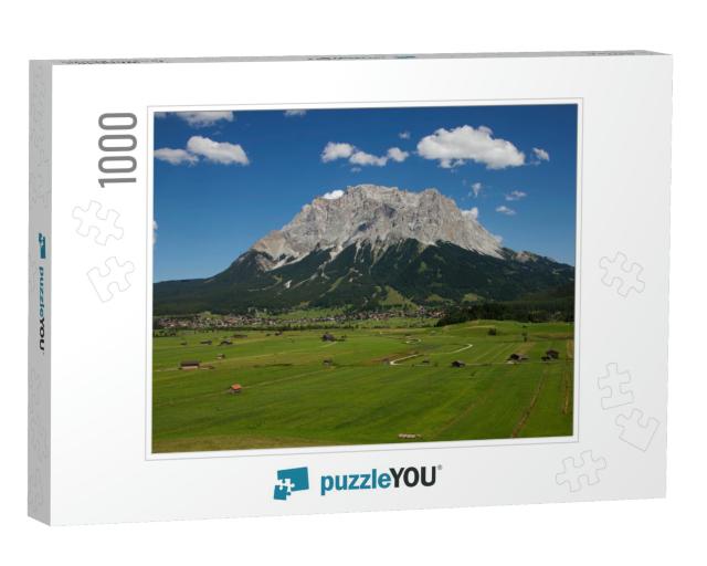 View from Lermoos to Ehrwald & Zugspitze, Zugspitz Massif... Jigsaw Puzzle with 1000 pieces