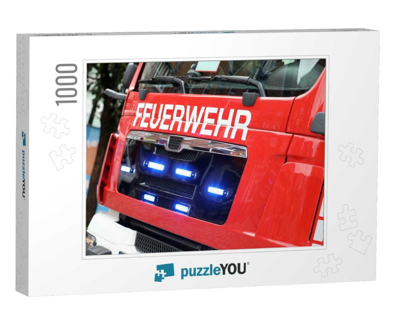 German Fire Engine in Action with Alarm Light / Feuerwehr... Jigsaw Puzzle with 1000 pieces