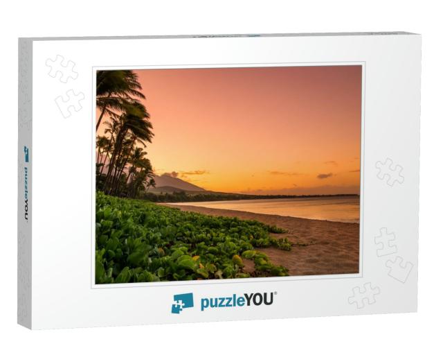Maui Sunset with Green Plants... Jigsaw Puzzle