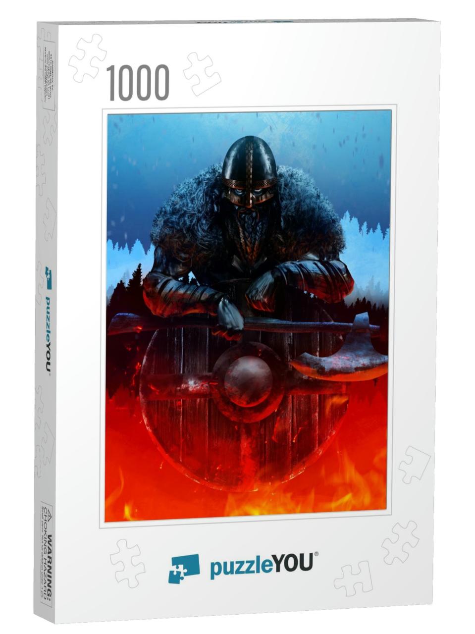 Illustration Artwork of Ancient Viking Fantasy Warrior Le... Jigsaw Puzzle with 1000 pieces