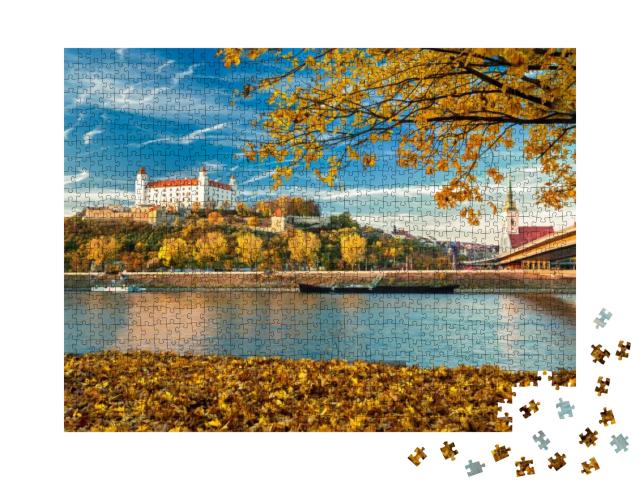 Bratislava Castle, Danube River & Bratislava Old Town Aut... Jigsaw Puzzle with 1000 pieces