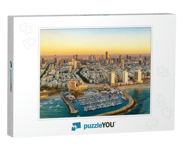 Aerial Sun Set View of Mediterranean Seashore of Tel Aviv... Jigsaw Puzzle