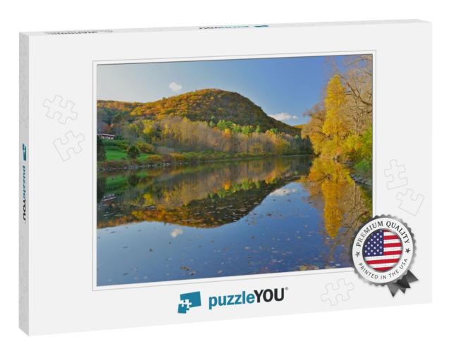 Beautiful Autumn Reflections in Housatonic River, Cornwal... Jigsaw Puzzle