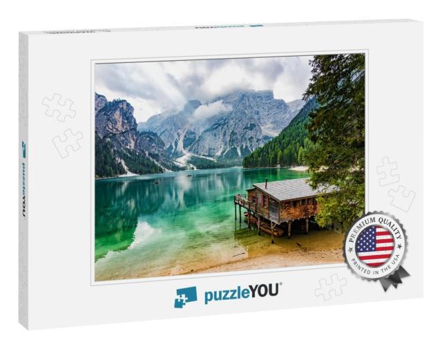 Perfectly Located Boathouse At Pragser Wildsee, South Tyr... Jigsaw Puzzle