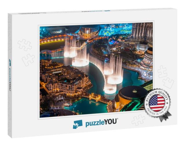 Dancing Fountain Show. Magical View At Night. Tourist Att... Jigsaw Puzzle