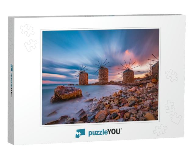 Windmills At Sunset in Chios Island... Jigsaw Puzzle