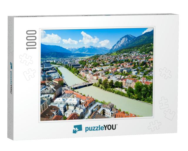 Inns River & Innsbruck City Center Aerial Panoramic View... Jigsaw Puzzle with 1000 pieces