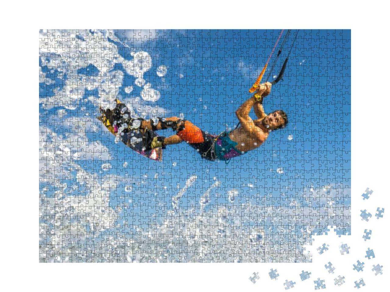 Professional Kiter Makes the Difficult Trick on a Beautif... Jigsaw Puzzle with 1000 pieces