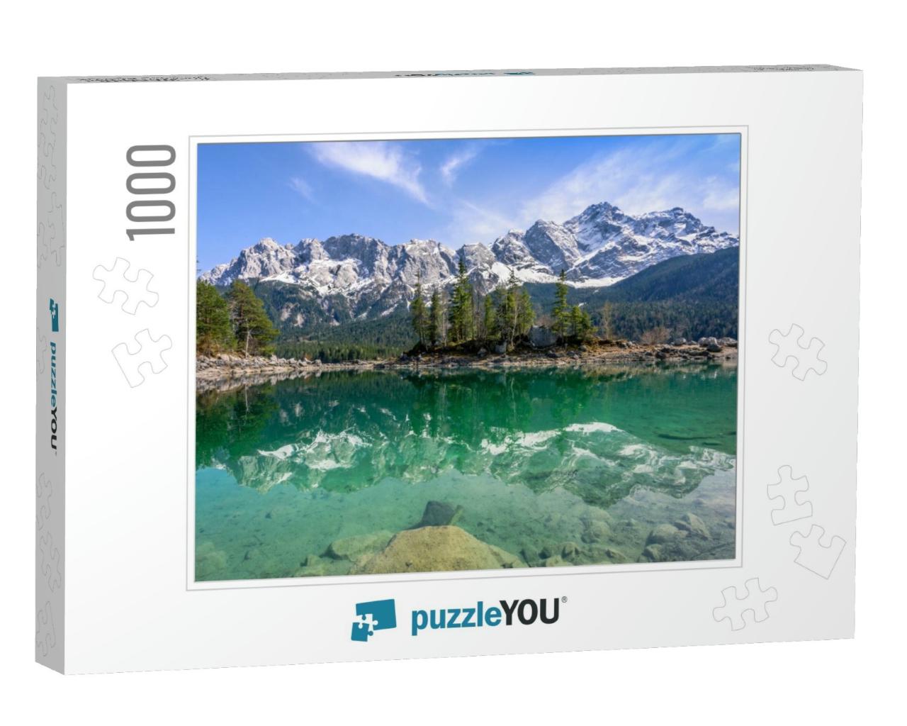 Reflections of Zugspitze Mountain in Turquoise Eibsee Lak... Jigsaw Puzzle with 1000 pieces