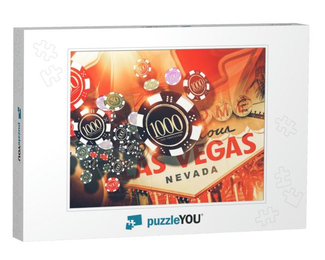 Vegas Gambling Concept. Las Vegas Casino Games Concept Il... Jigsaw Puzzle