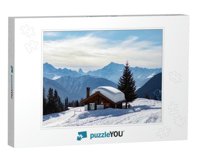 A Tiny House in the Swiss-Alps! with Lot of Snow & Perfec... Jigsaw Puzzle