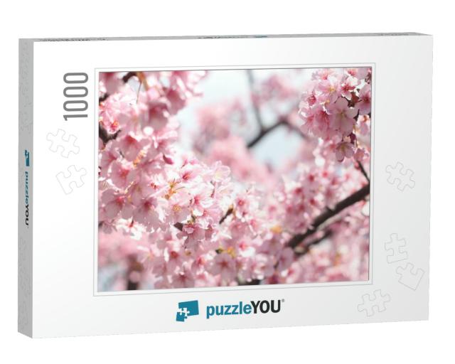 Beautiful & Cute Pink Cherry Blossoms Sakura Flowers, Wal... Jigsaw Puzzle with 1000 pieces