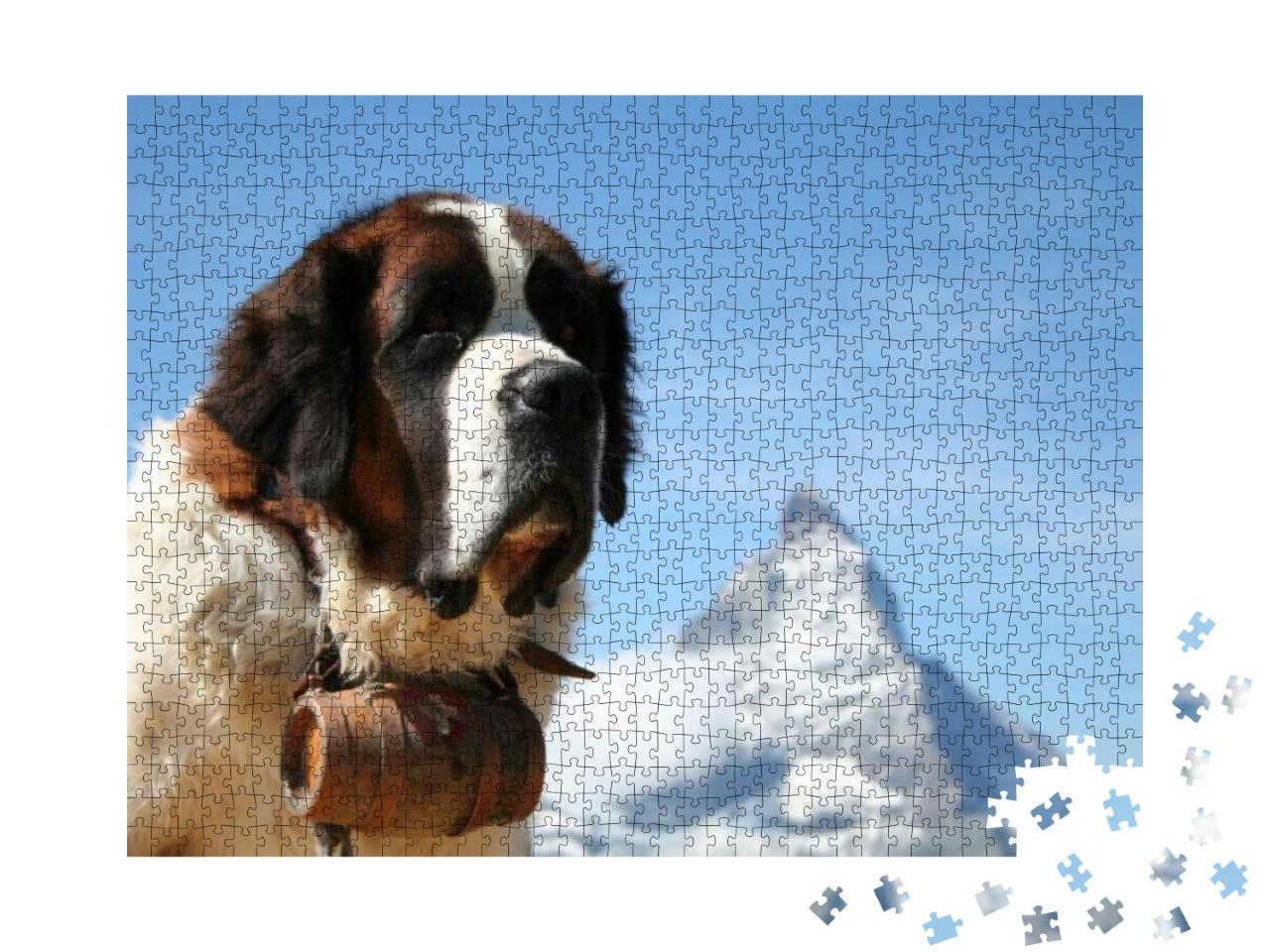 St. Bernard Rescue Dog in Zermatt, Switzerland, with Moun... Jigsaw Puzzle with 1000 pieces